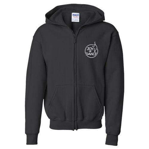 Youth Heavy Blend Full Zip Hoodie (White Logo) Thumbnail